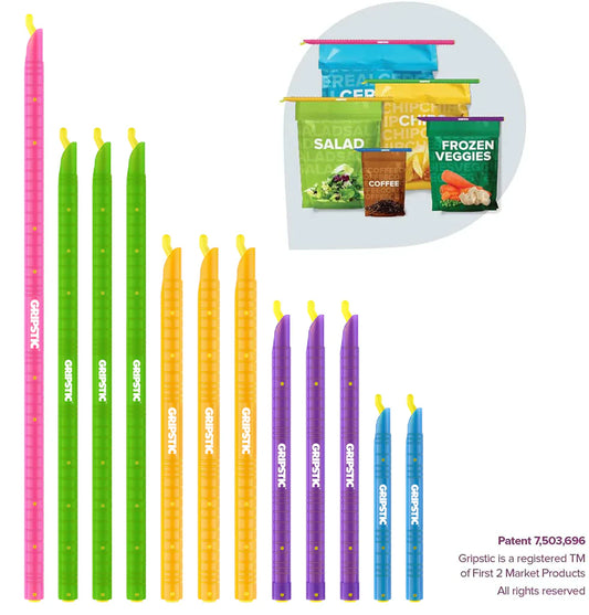 Gripstic Bag Clip, 12-pack Assorted